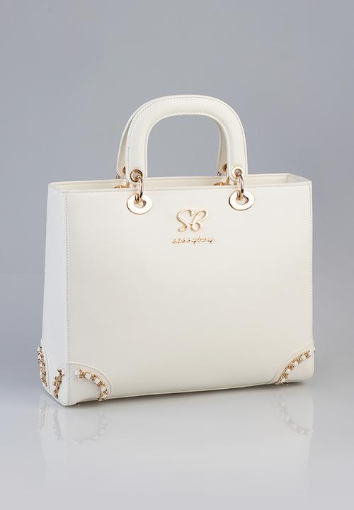SISSY BOY - Print pom pom tote bag - cream