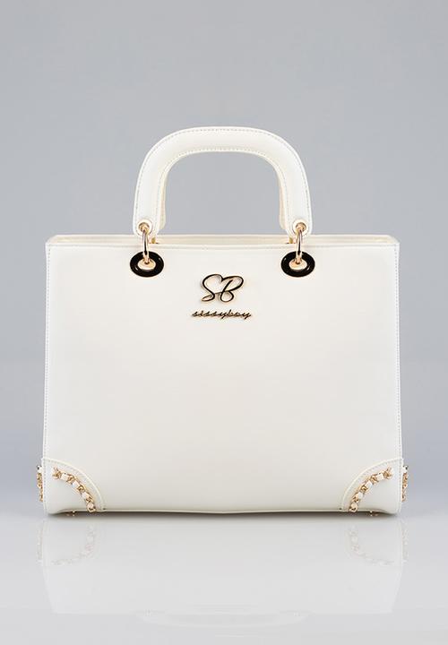 SISSY BOY - Print pom pom tote bag - cream