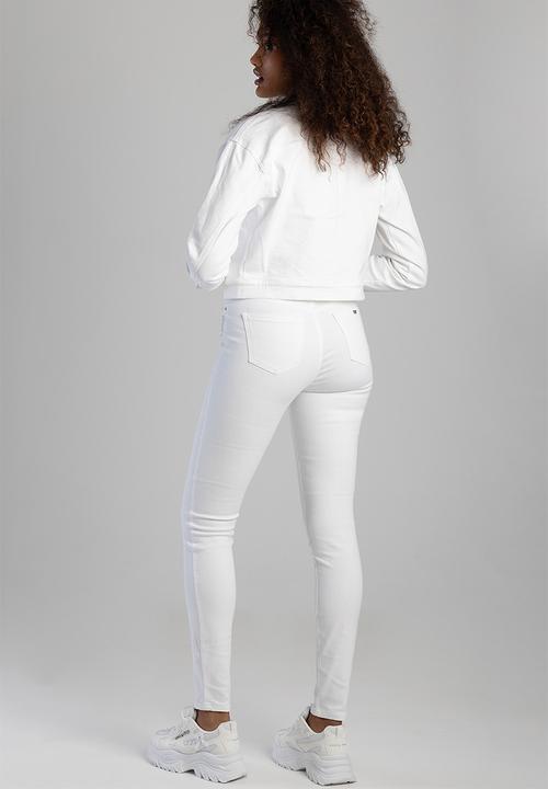 SISSY BOY - Cropped Jacket With Patch Pockets And Floral Applique  - White