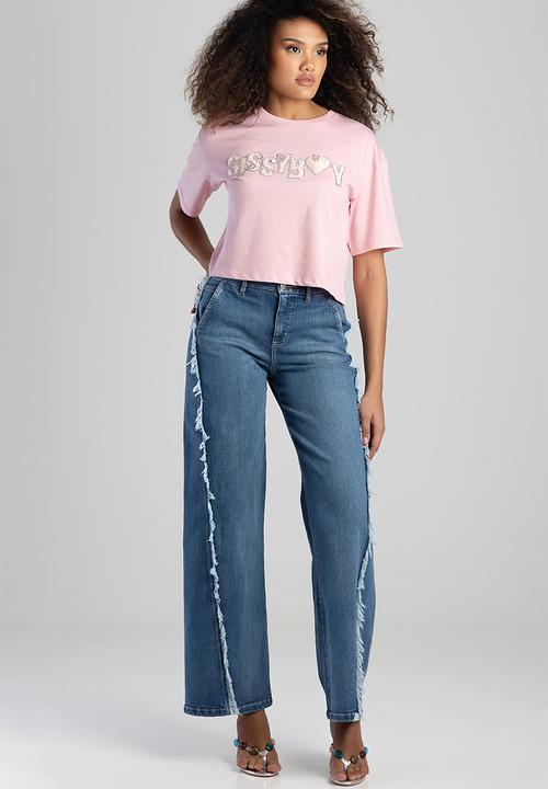 SISSY BOY - Call Me Yours: Boxy Top With Textured Bling Logo - Pink