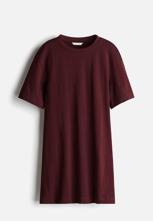 H&M - Waisted t-shirt dress - burgundy