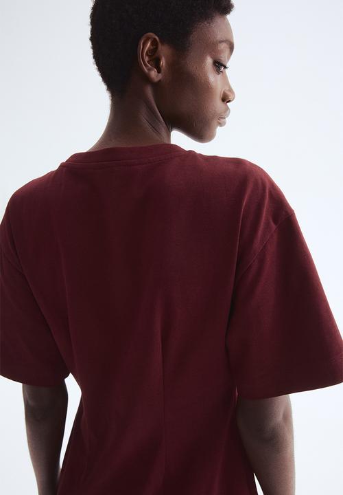 H&M - Waisted t-shirt dress - burgundy