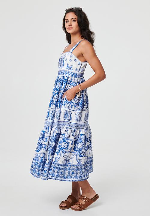 Stella Morgan - Strappy all over blue Print Maxi Dress - Blue