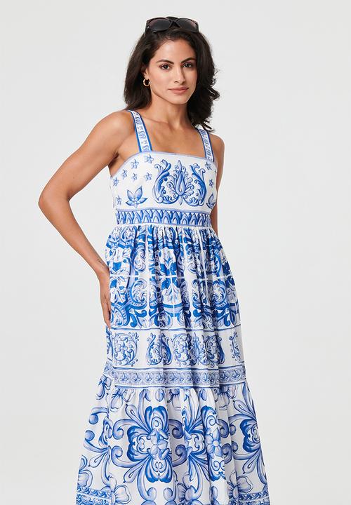 Stella Morgan - Strappy all over blue Print Maxi Dress - Blue