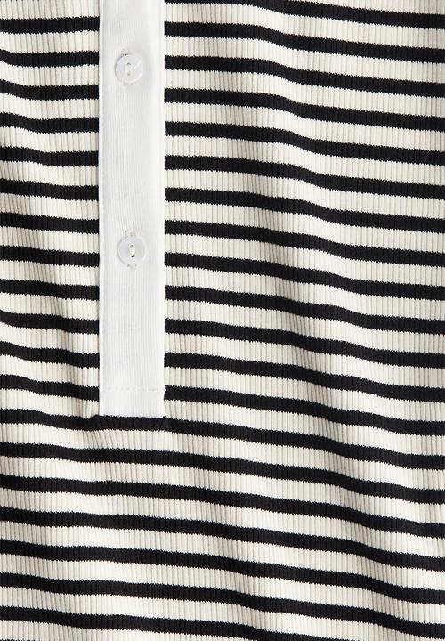 H&M - Flared-skirt polo dress - white striped