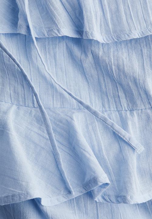 H&M - Flounced cotton dress - light blue