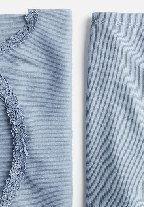 H&M - Ribbed pyjamas - light dusty blue