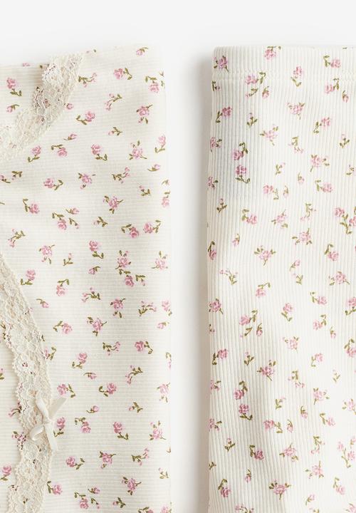 H&M - Ribbed pyjamas - cream & pink floral