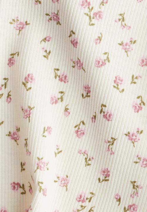 H&M - Ribbed pyjamas - cream & pink floral