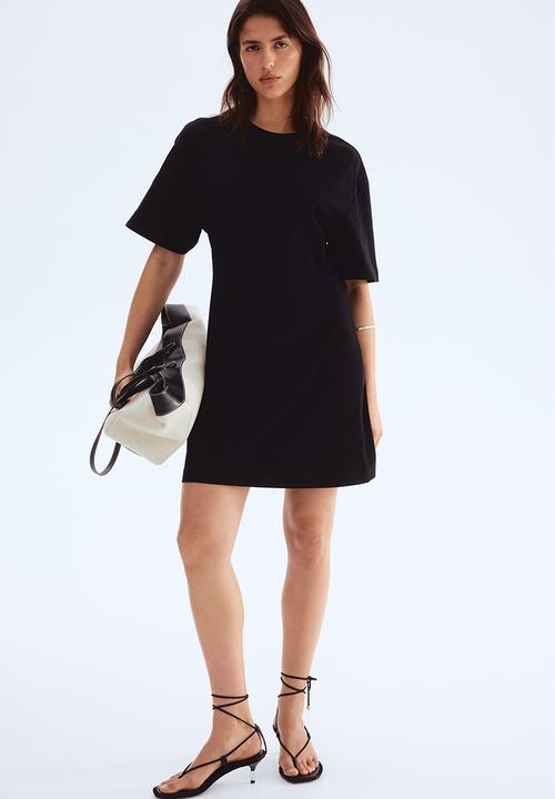 Waisted t-shirt dress - black - 1283263003