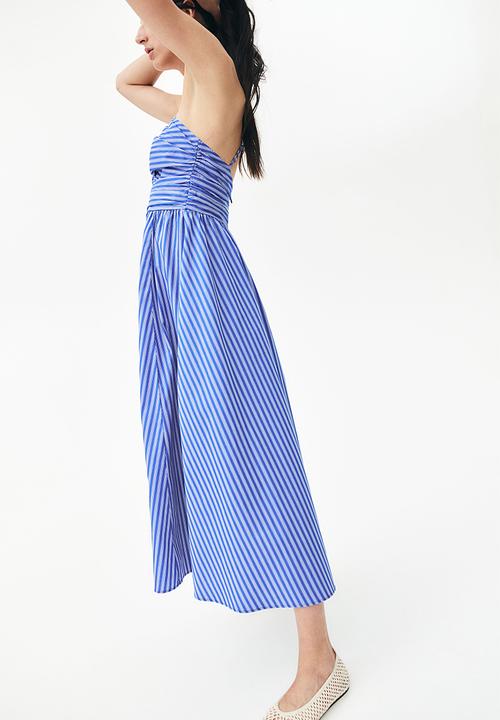 H&M - Strappy cotton dress - blue striped 
