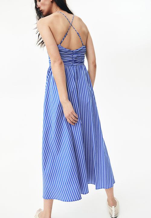 H&M - Strappy cotton dress - blue striped 