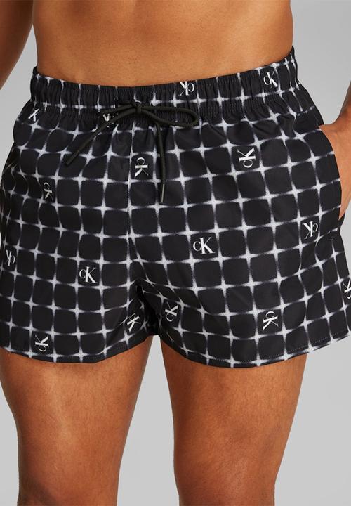 Calvin Klein - Short Drawstring-Print - Diffused Logo Grid Black Aop
