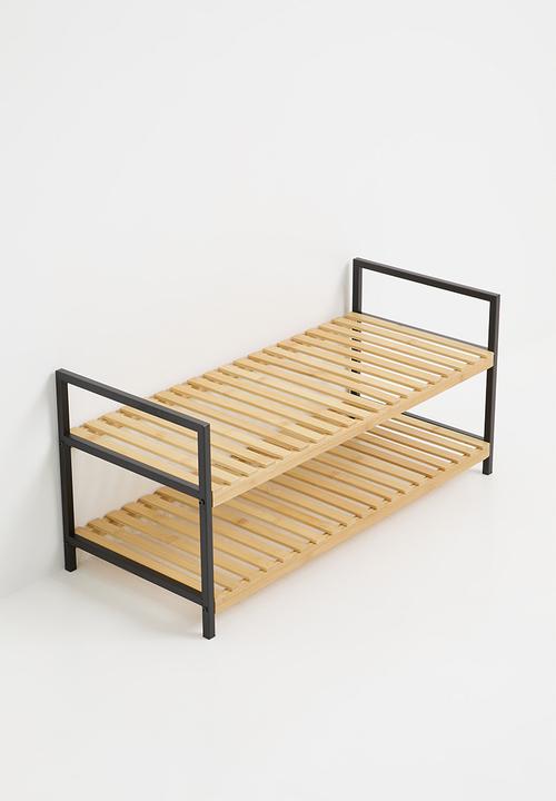 Storage Solutions - 2-Tier shoe rack - black & natural