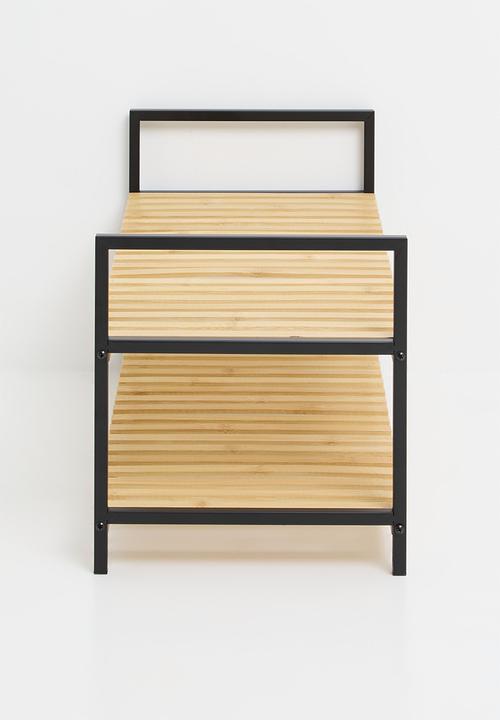 Storage Solutions - 2-Tier shoe rack - black & natural