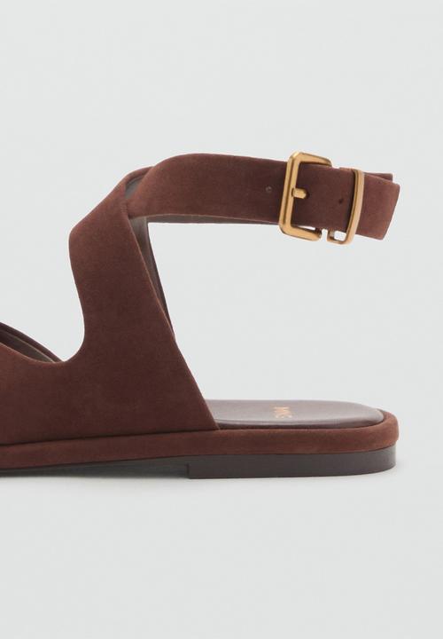 MANGO - Belly leather ankle strap - dark brown