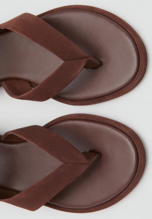 MANGO - Belly leather ankle strap - dark brown