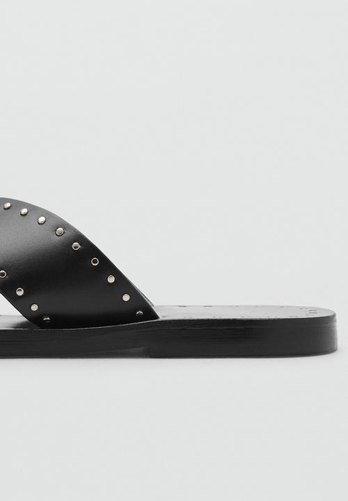 MANGO - Billy leather slide - black
