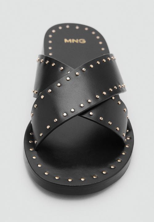 MANGO - Billy leather slide - black