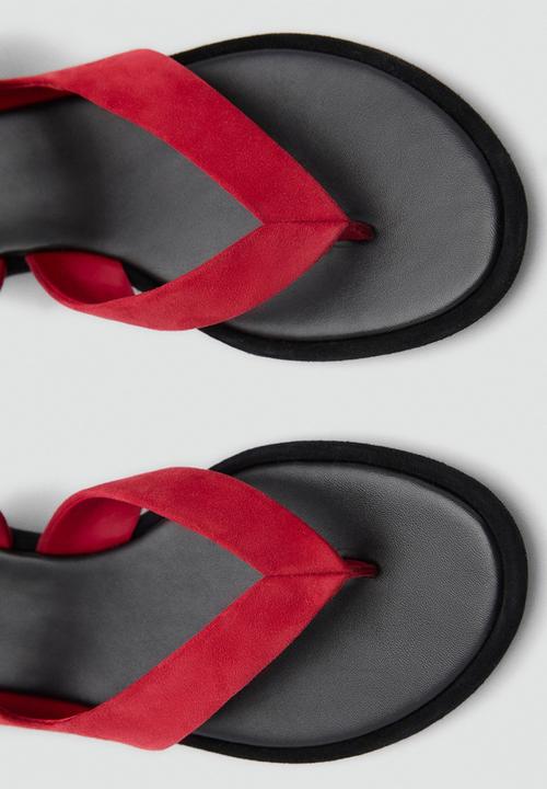 MANGO - Belly leather ankle strap - red