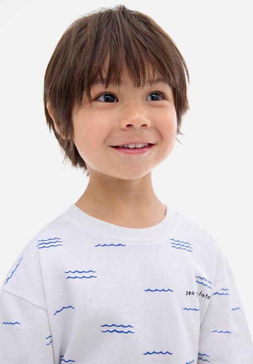 MANGO - T-Shirt Aop sea - White
