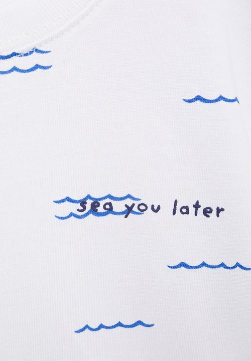 MANGO - T-Shirt Aop sea - White