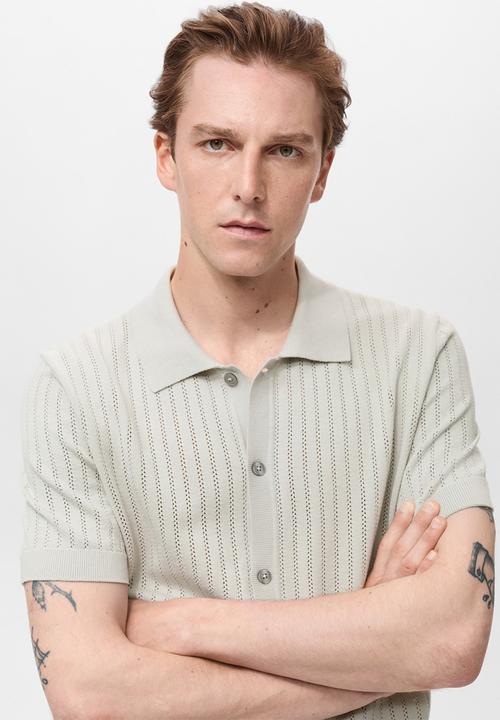 MANGO - Camisa puntet - ice-white