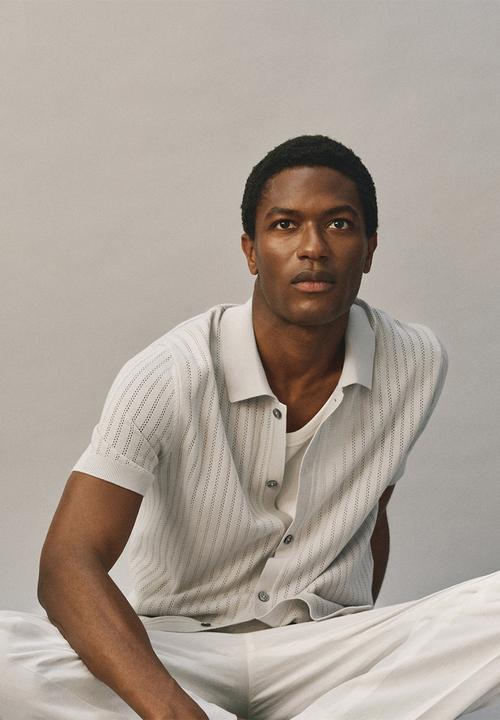 MANGO - Camisa puntet - ice-white