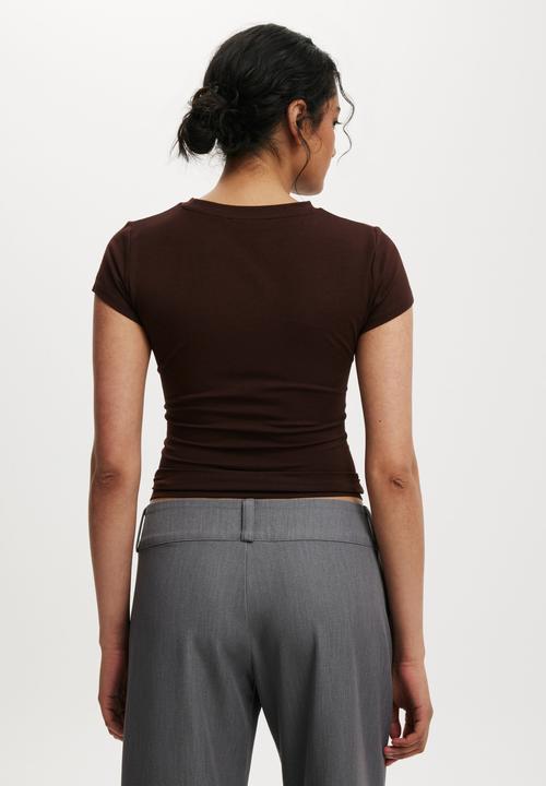 Cotton On - All day crew tee - dark oak