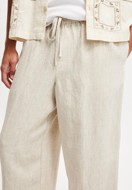 Cotton On - Super Baggy Linen Pant - Oatmeal