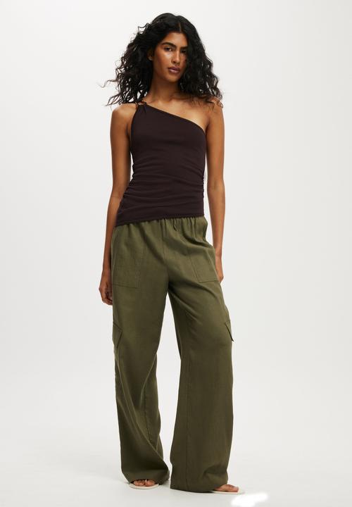 Cotton On - Asymmetric One Shoulder Knit Tank - Dark Oak