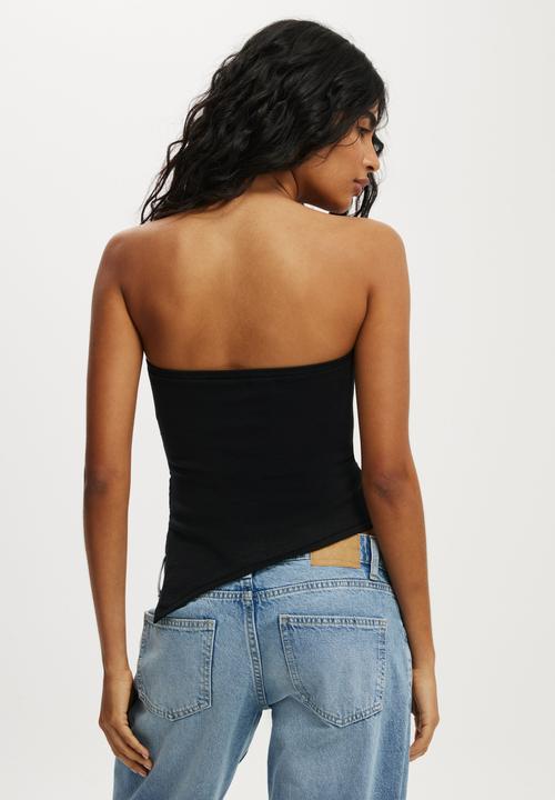 Cotton On - Asymmetric Ruched Bandeau - Black
