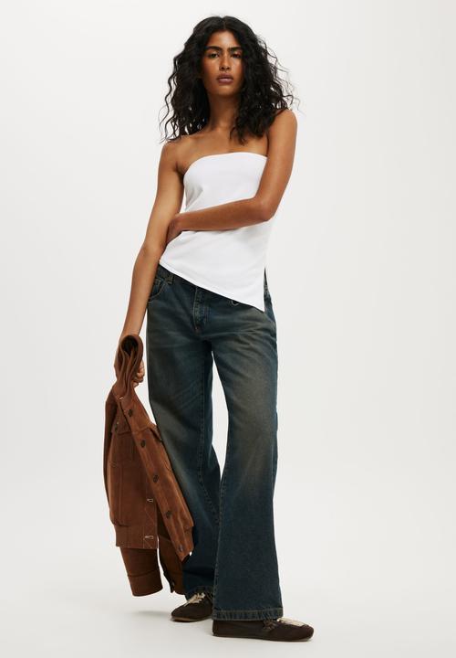Cotton On - Asymmetric Ruched Bandeau - White