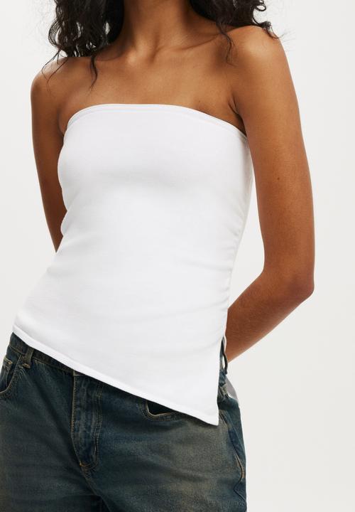Cotton On - Asymmetric Ruched Bandeau - White