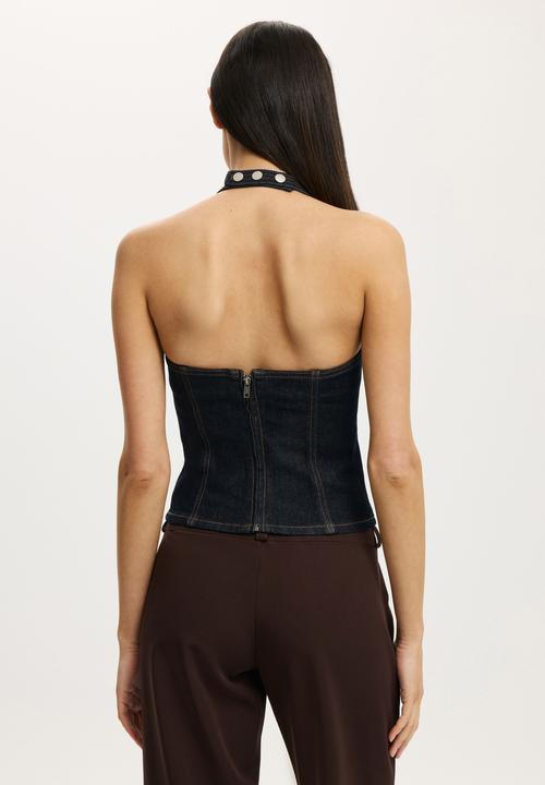 Cotton On - Nina denim halter top - shutter blue