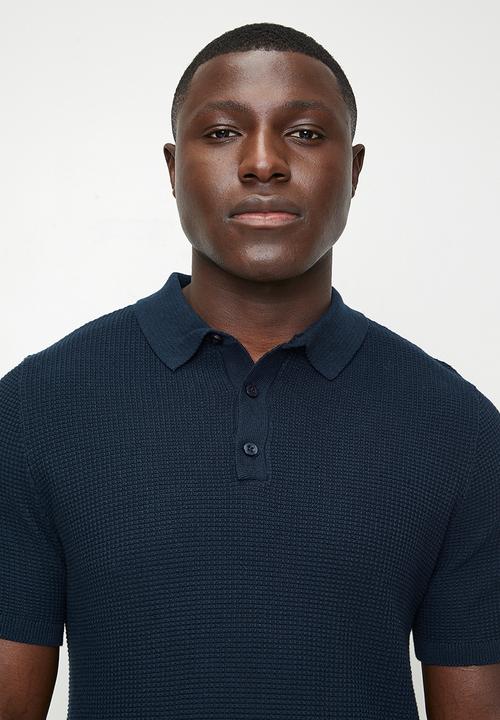 Brave Soul - Knitwear Polo T-Shirt - Midnight Navy