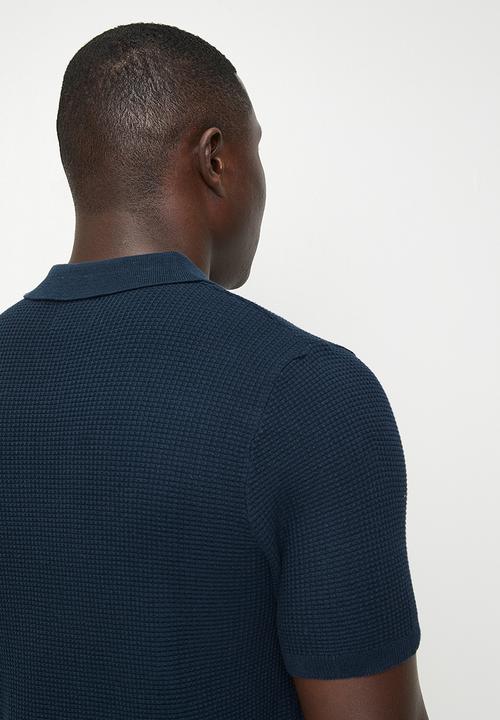 Brave Soul - Knitwear Polo T-Shirt - Midnight Navy