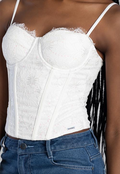 SISSY BOY - Thinking Of You: Corset Top With Cups - Off White