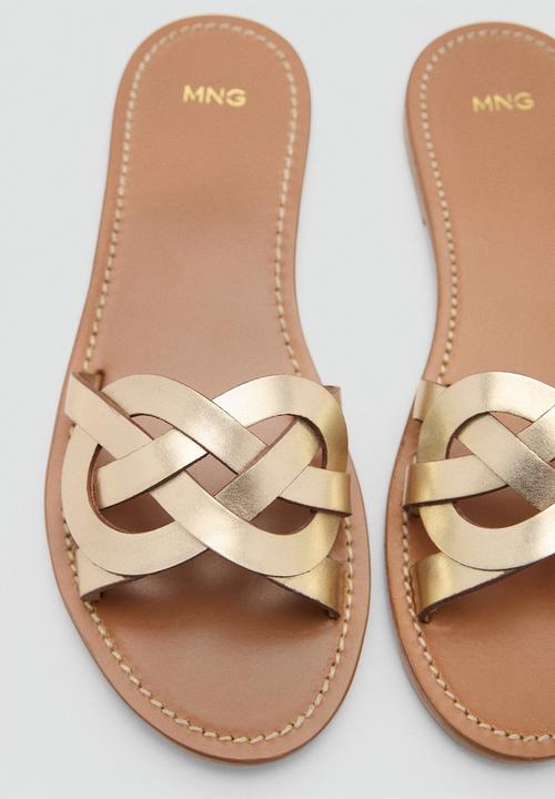 MANGO - Nudi leather slide - gold