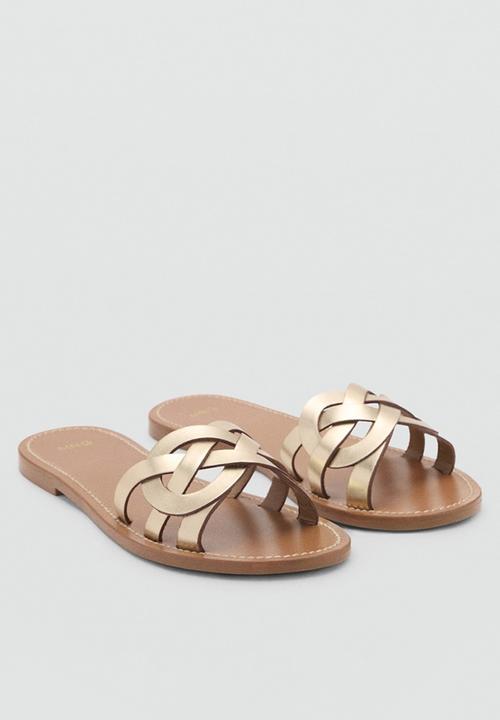 MANGO - Nudi leather slide - gold