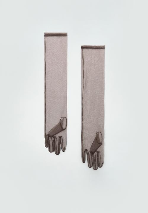 MANGO - Gloves tule - brown