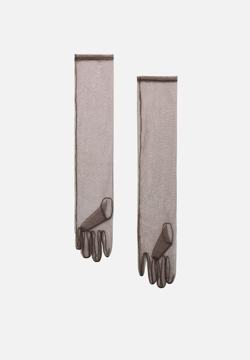 MANGO - Gloves tule - brown