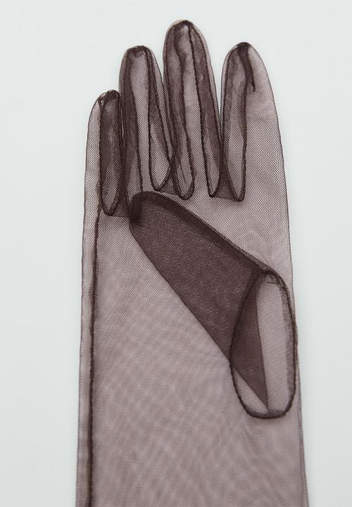 MANGO - Gloves tule - brown