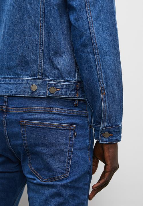 Superbalist - Basic denim trucker jacket - mid wash blue