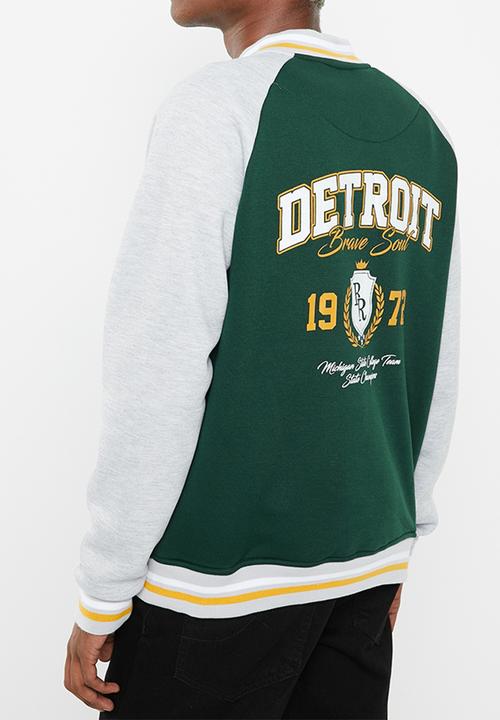 Brave Soul - Bronko sweatshirt - hunter green & light grey marl