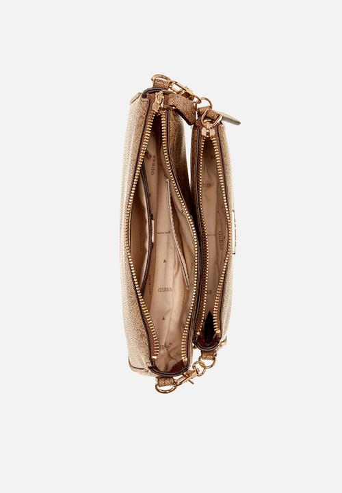 GUESS - Noelle Tri Comp Crossbody Bag-Brown