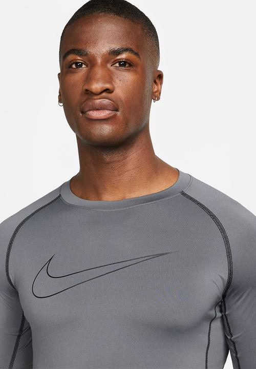 Nike - Dri-FIT Tight Fit Short-Sleeve Top - Grey/Blk