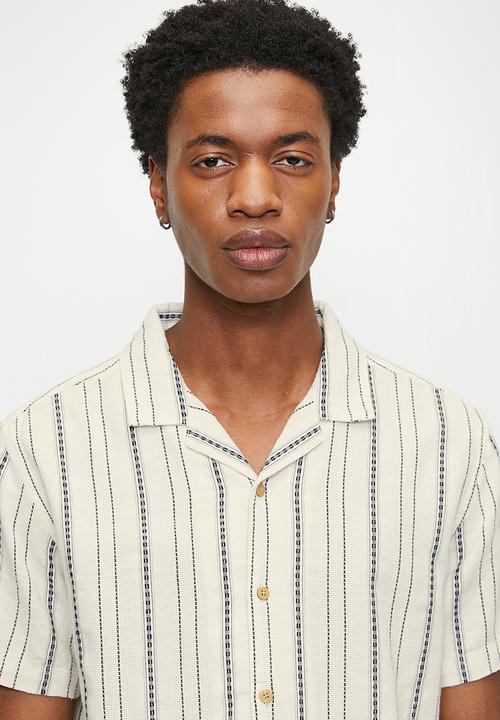 Brave Soul - Shirts - Ecru/Navy/Green