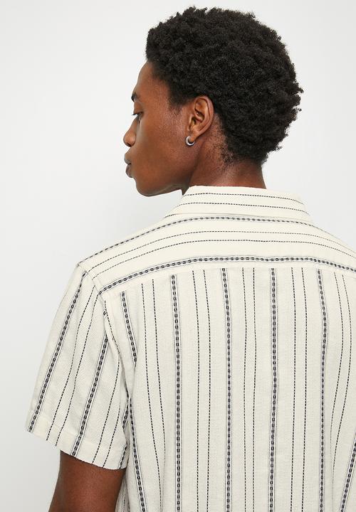 Brave Soul - Shirts - Ecru/Navy/Green