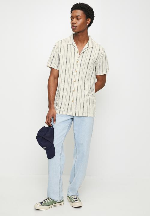 Brave Soul - Shirts - Ecru/Navy/Green